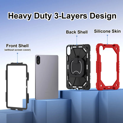 Heavy Duty Case for Xiaomi Redmi Pad 2 11 inch 2025 Shockproof Rotating Stand Cover for Redmi Pad 2 11" with Shoulder Strap