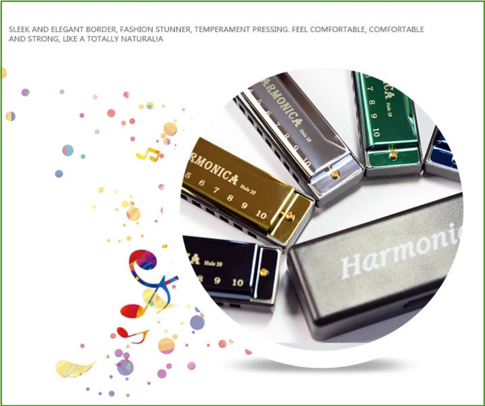 Harmonica Key of C 10 Hole Diatonic Harmonica C with Case for Beginner Students Kids Gift with Case