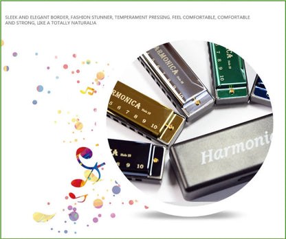 Harmonica Key of C 10 Hole Diatonic Harmonica C with Case for Beginner Students Kids Gift with Case
