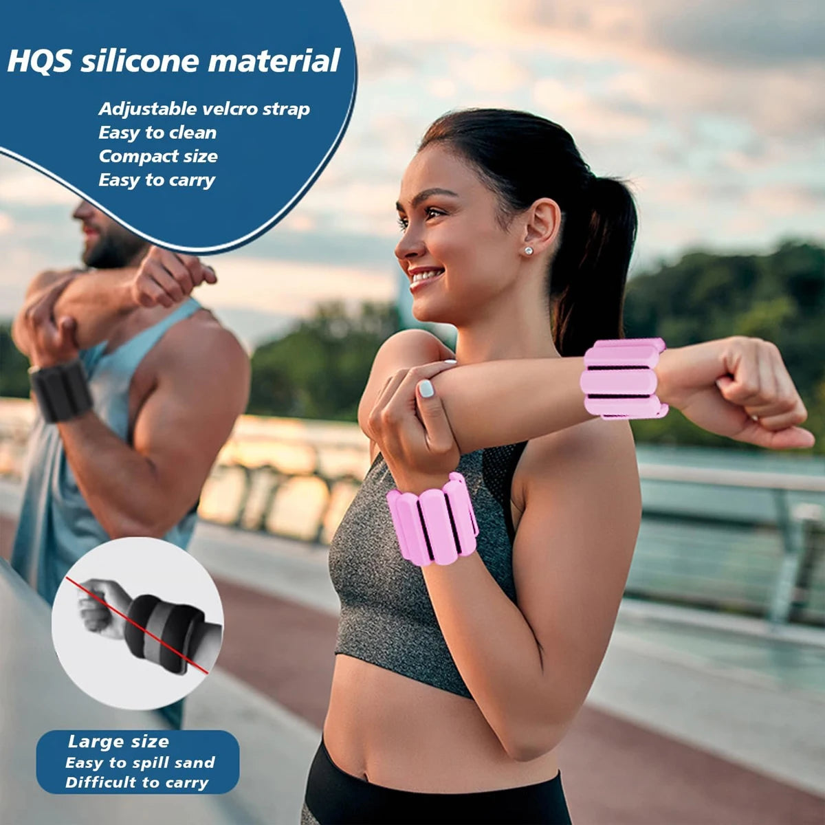 1lb Adjustable Wrist Ankle Weights Invisible Silicone Weighted Bracelets for Men Women Yoga Pilates Gym Walking FitnessEquipment