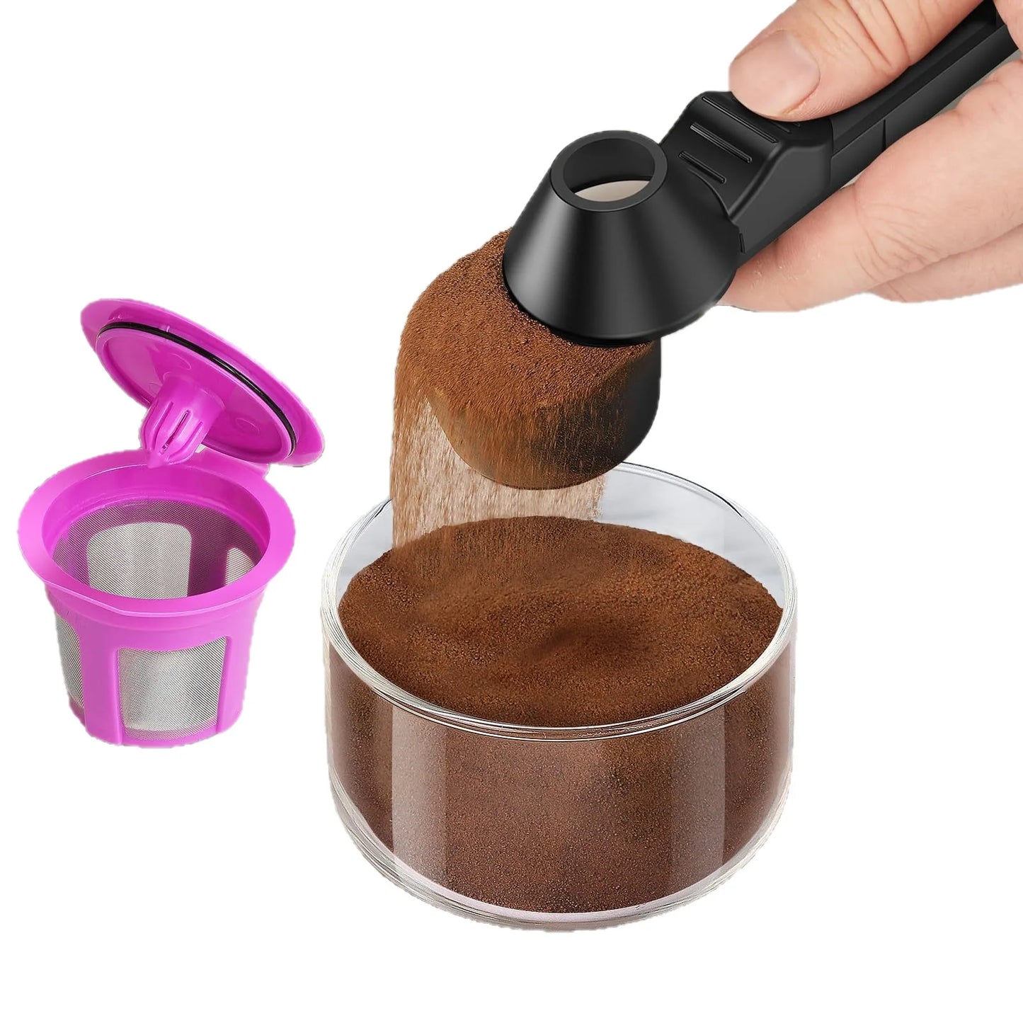 3PCS Creative Coffee Scoop With Funnel Coffee Sliding Spoon Long Handle Large Capacity Protein Powder Leakproof Measuring Spoon