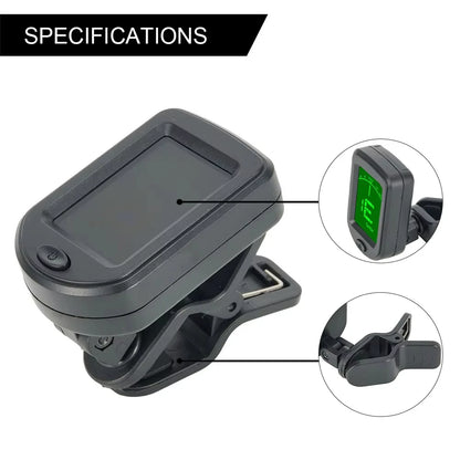 Guitar Bass Ukulele Violin Mandolin Banjo - 360° Rotatable High Sensitivity Chromatic Tuner