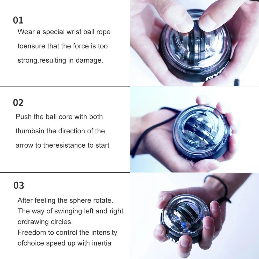 Power Wrist  Hand Ball Trainer Ball Wrist Strengthener Gyro Self-Starting Forearm Trainer Gyro Ball for Strengthening Muscles