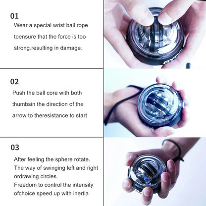 Power Wrist  Hand Ball Trainer Ball Wrist Strengthener Gyro Self-Starting Forearm Trainer Gyro Ball for Strengthening Muscles