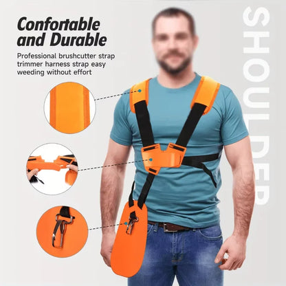 Double Shoulder Strap Lawn Mower Harness Strap Comfort Labor Saving Strimmer Padded Belt for Brush Cutter Trimmer Garden Pruner