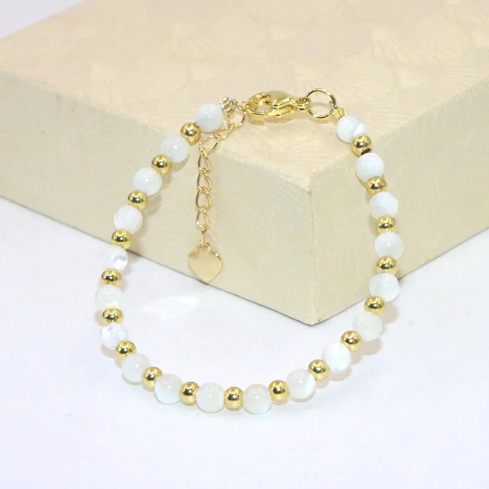 Fashion Lovely Baby Baptism Bracelet Natural Stone Crystal Lobster Clasp Parts Yoga Christmas Wedding Girls Gift Jewelry Charm