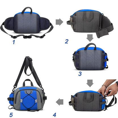 Multi-functional sports water bottle waist bag, men's and women's universal running backpack, outdoor hiking waist bag