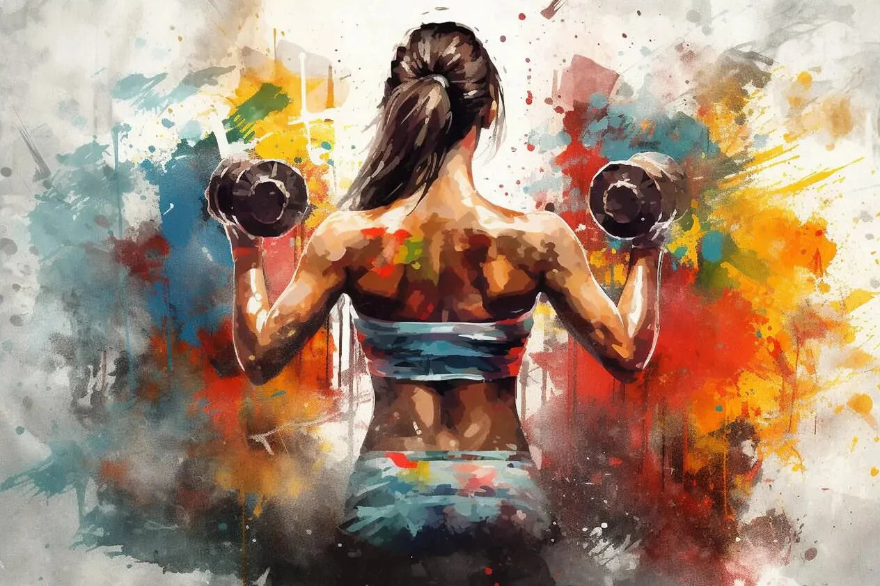 Graffiti Barbell Girl with Dumbbells Canvas Painting Print Sport  Bodybuilding Motivational Poster Wall Art Fitness Gym Decor