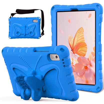 For Lenovo Tab M9 Case Butterfly Kickstand EVA Tablet Cover with Shoulder Strap - Mint Green