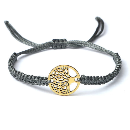 Lucky Red String Braid Bracelets Classic Retro Alloy The Tree of Life Handmade Men Women Kid Wristband Yoga Jewelry Gift Bangles