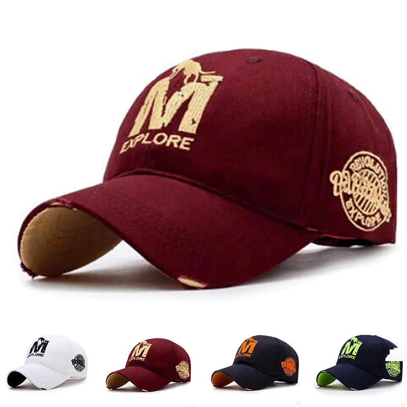Unisex EXPLORE M Wolf Embroidery Baseball Caps Spring Autumn Outdoor Adjustable Casual Hats Sunscreen Hat Sports Cap