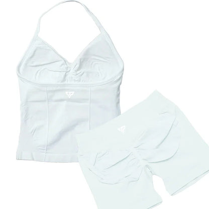 Keep That Pump 2 Piece Sets Shorts Top Womens Outfits Yoga Sets Gym Sets High Quality Seamless Lace-Up Bra Scratch Sports Sets