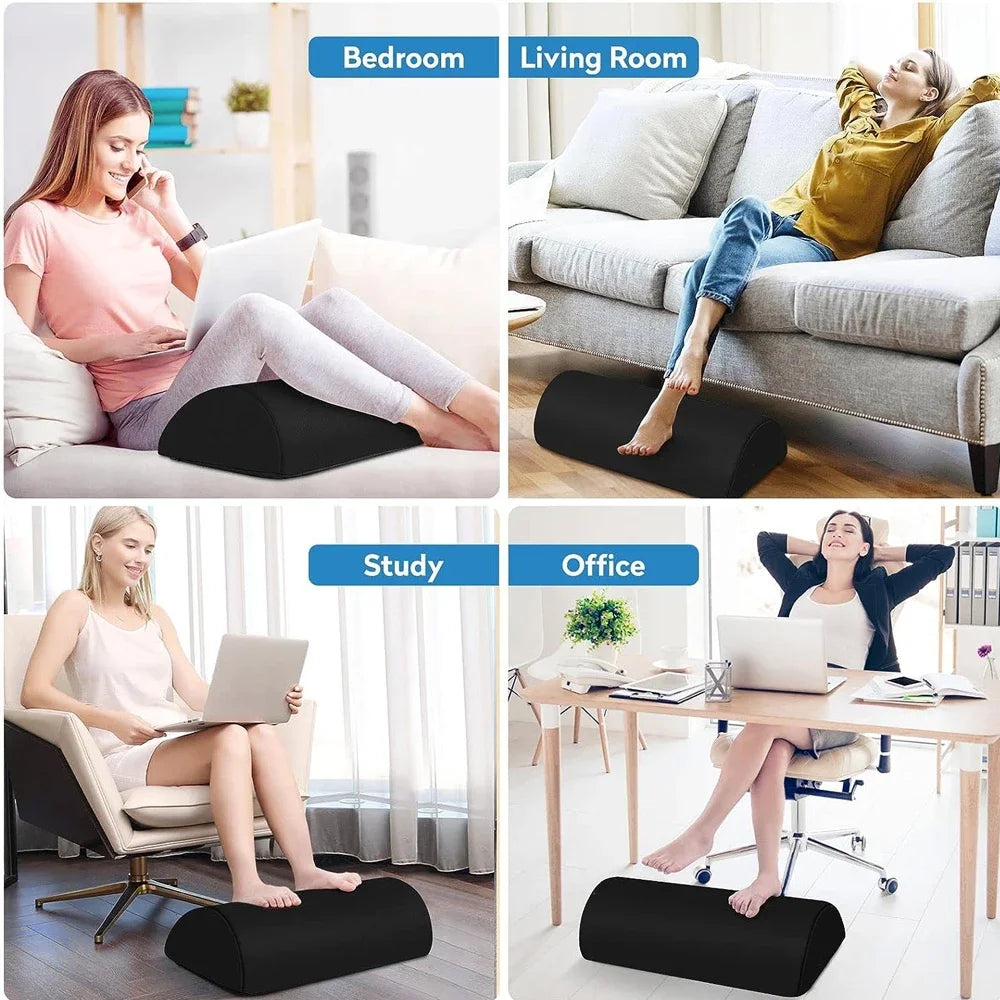 Foot Rest for Under Desk At Work, Office Desk Accessories with Memory Foam & Washable Removable Cover Foot Stool for Office, Car