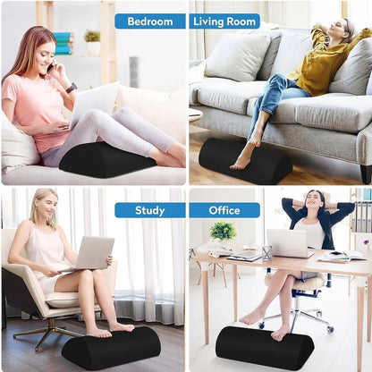 Foot Rest for Under Desk At Work, Office Desk Accessories with Memory Foam & Washable Removable Cover Foot Stool for Office, Car