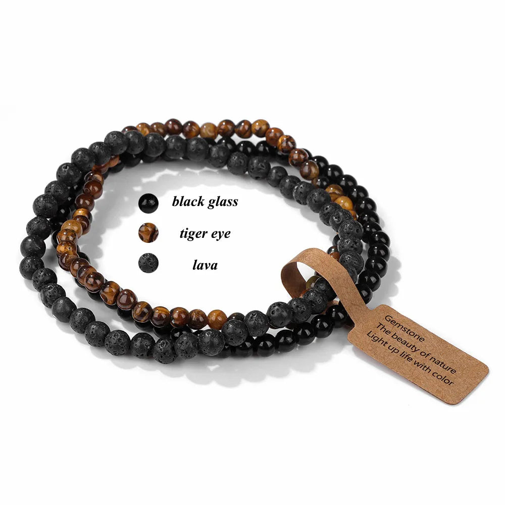 3pcs/Set Natural Stone Beaded Bracelet 4mm Lapis Lazuli Agat Bead Bracelets Couple Yoga Mini Bracelet for Men Women Jewelry Gift