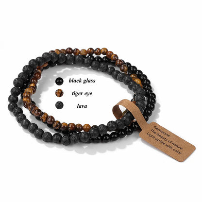 3pcs/Set Natural Stone Beaded Bracelet 4mm Lapis Lazuli Agat Bead Bracelets Couple Yoga Mini Bracelet for Men Women Jewelry Gift