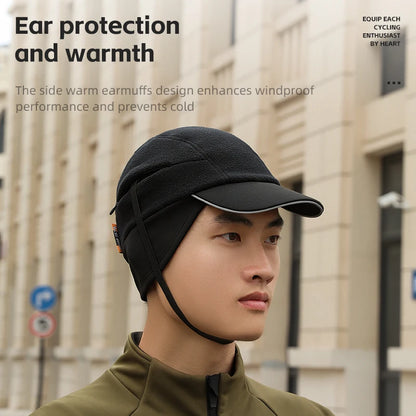 WEST BIKING Winter Cycling Cap With Brim Windproof Warm Sports Cap High Elastic Fleece Hiking Running Hat Cycling Equipment
