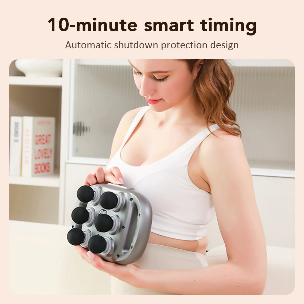 Six Heads Fascia Gun High Frequency Deep Tissue Vibration Muscle Relaxation Neck Waist Massage Professional Fitness Exercise