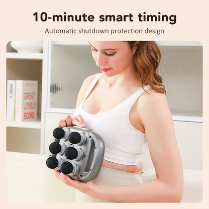 Six Heads Fascia Gun High Frequency Deep Tissue Vibration Muscle Relaxation Neck Waist Massage Professional Fitness Exercise