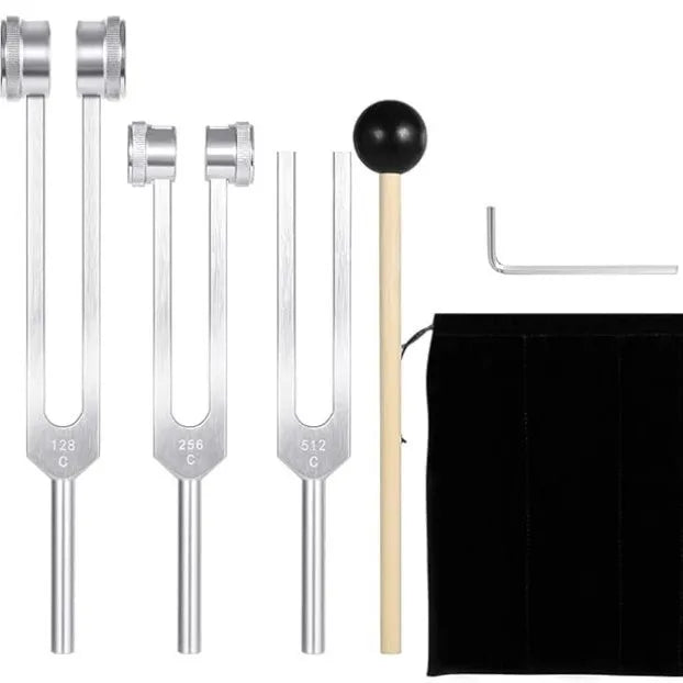 128 /512Hz Chakra Healing MassageTuning Fork Set,Aluminum Alloy Tuning Forks Used for Sound Therapy Yoga Meditation Accessory