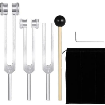 128 /512Hz Chakra Healing MassageTuning Fork Set,Aluminum Alloy Tuning Forks Used for Sound Therapy Yoga Meditation Accessory