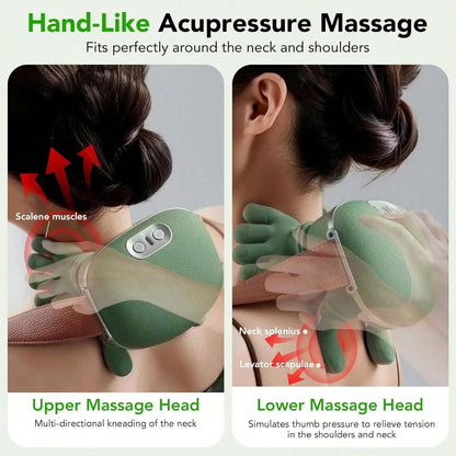2026 Upgraded 4D Neck Massager With Heat, Portable Finger-Press Neck And Shoulder Massager, Simulates Deep Kneading Massage Like Human Hands,Relieve Muscle Tension, Suitable For The Whole Body