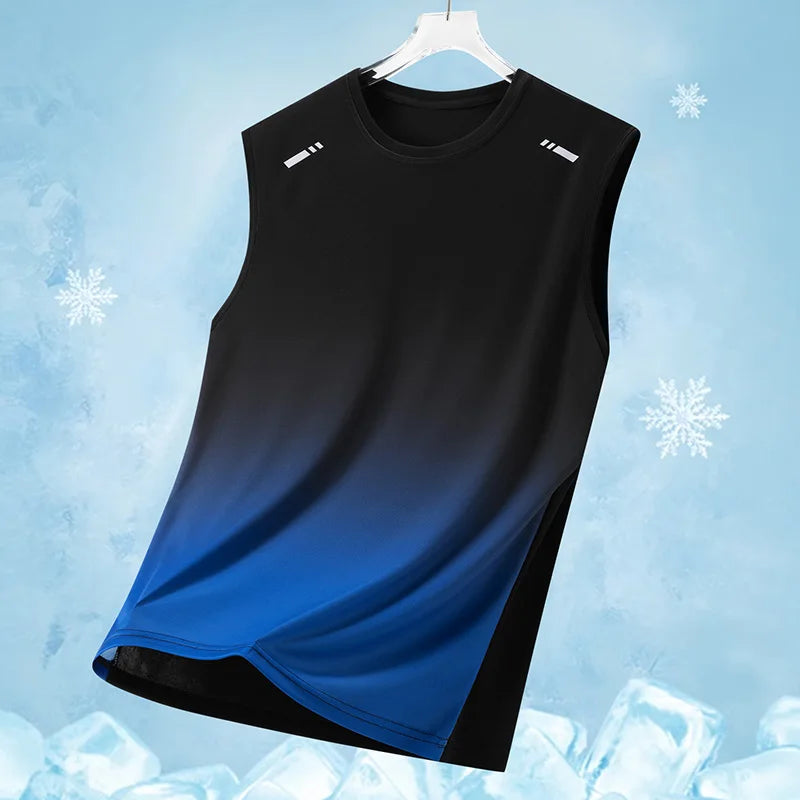 Summer Marathon Quick Dry Vest Men's Fitness Lightweight Breathable Ice Vest Men Running Moisture-Absorbent Mesh Sports Vest