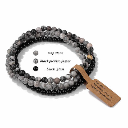 3pcs/Set Natural Stone Beaded Bracelet 4mm Lapis Lazuli Agat Bead Bracelets Couple Yoga Mini Bracelet for Men Women Jewelry Gift