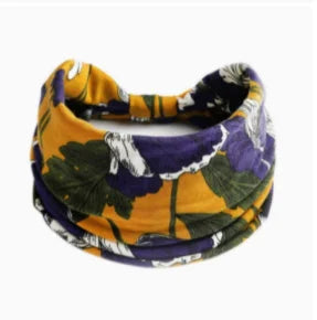 Boho Headbands for Women Knotted Wide Headwrap Turban Yoga Workout Head Bands Stretch Hiarbands Cotton Bandana Hair Accessories