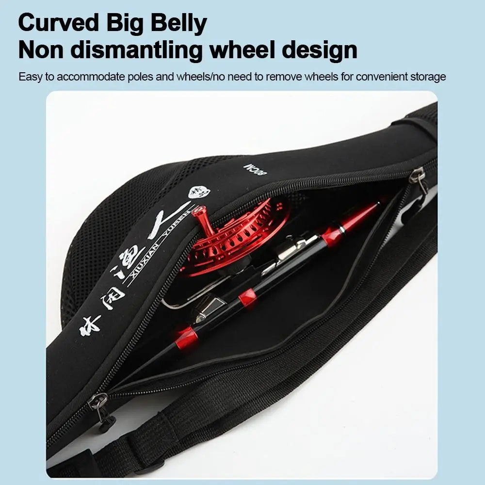 New Portable Fishing Rod Bag With Shoulder Strap Black Fishing Pole Reel Bag Folding Fishing Rod Case