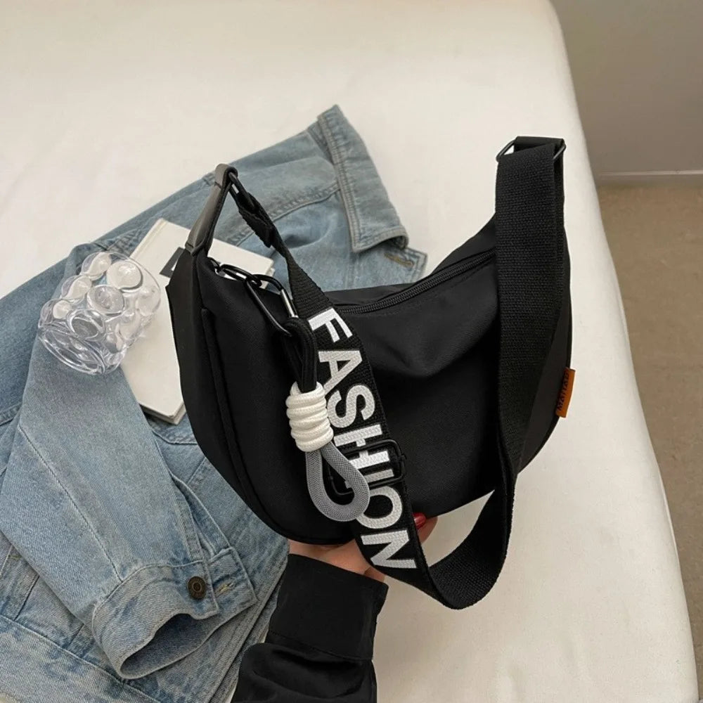 New Fashion Crossbody Bag Simple Wide Shoulder Strap Design Single Shoulder Bag Original Style Commuting Dumpling Women Bag