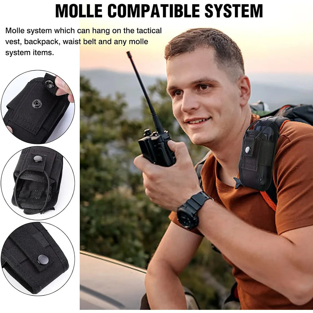 Tactical Walkie-Talkie Bag Radio Case Intercom Universal Pouch for Duty Belt Radio Holster Tactical Hunting Camping Adventure