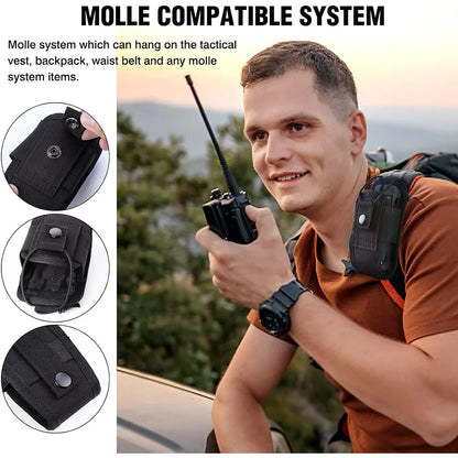 Tactical Walkie-Talkie Bag Radio Case Intercom Universal Pouch for Duty Belt Radio Holster Tactical Hunting Camping Adventure