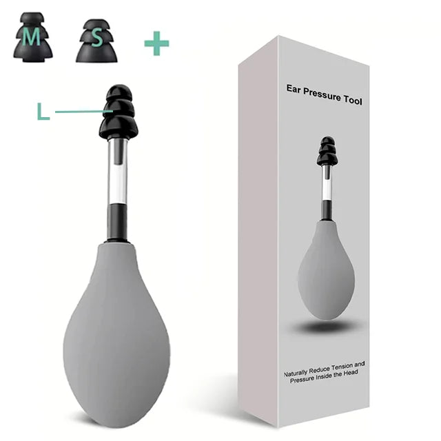 Ear Pressure Tool Portable Ear Pressure Relief Suction Device Wih 3 Sizes Of Earplugs Inner Ear Pressure Relief Tool for Headach