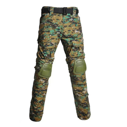 Camouflage Tactical Uniform Hunting Shirts Pants with Elbow Knee Pads Outdoor Hiking Training Frog Sets Clothing Ghillie Suits