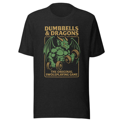 Dumbbells & Dragons T-Shirt: Funny Gym Workout Gamer Tee Breathable and Soft Fashionable Comfortable Men's Clothing Men Tee