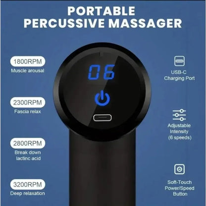 Percussion Mini Massage Gun Portable Handheld Massager for Back Neck Shoulder Leg Muscle Pain Relief Daily Relaxation