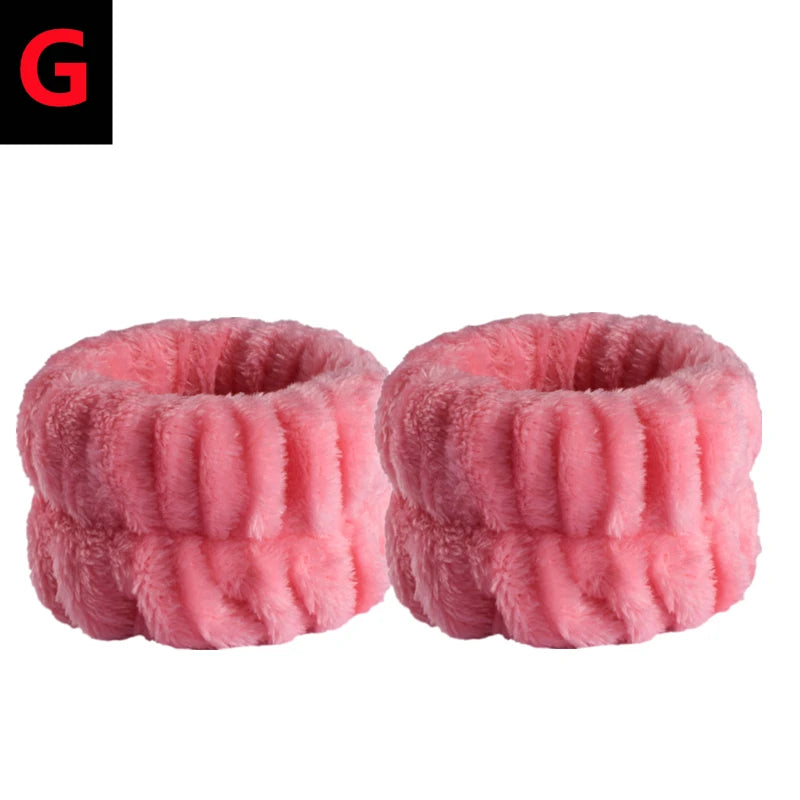 2PCS Reusable Spa Wrist Washband Soft Microfiber Towel Wristbands For Washing Face Women Girl Yoga Running Sport Wrist Sweatband