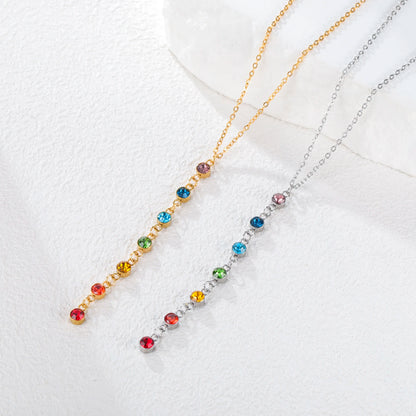 Skyrim Yoga 7 Chakra Rhinestones Pendant Necklaces Women Stainless Steel Gold Color Sweater Chain Meditation Energy Jewelry Gift