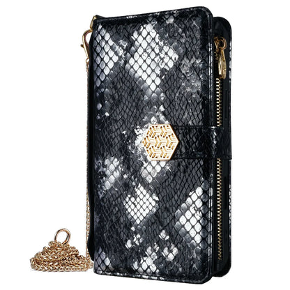 Metal Shoulder Strap Wallet Case for iPhone 17 Pro Max 14 12 11 13 15 16 Pro Max Lady Leather Card Slots Pocket Lanyard Cover