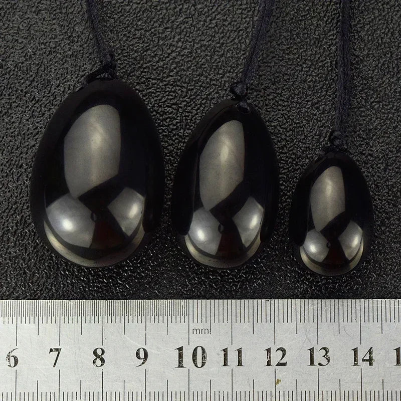 Natural Massage Crystal Stone Black Obsidian Yoni Egg for Kegel Exercise Vaginal Muscle Massage Ben Wa Balls Massage Ball