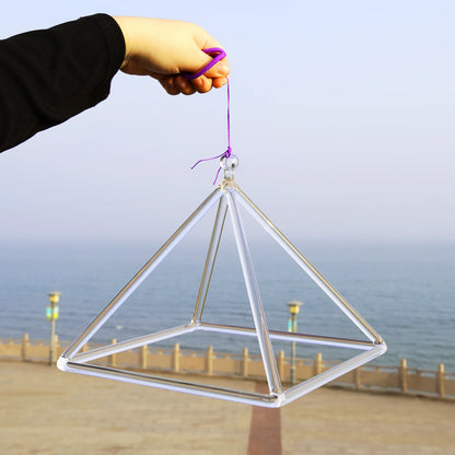 Hye-eun 3-10inch Clear Crystal Singing Pyramid Sound Energy Healing Instruments Quartz Triangular Tower Yoga Meditation