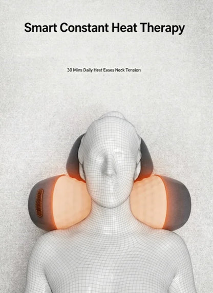 Heated Vibration U-Shape Neck Massage Pillow Cervical Relief Portable Travel Office Cushion