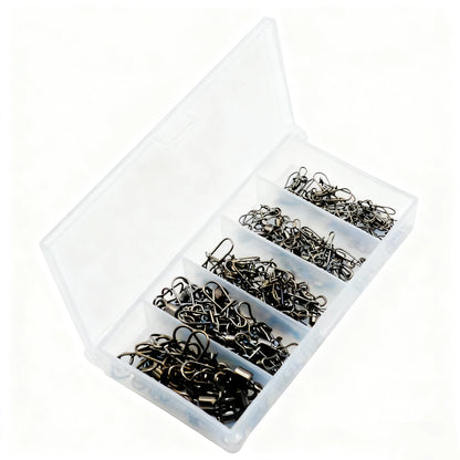 50pcs/box Stainless Steel Fishing Connector Pin Bearing Swivel Fishing Connector Rolling Swivel Lure Hook Accessories Tackle