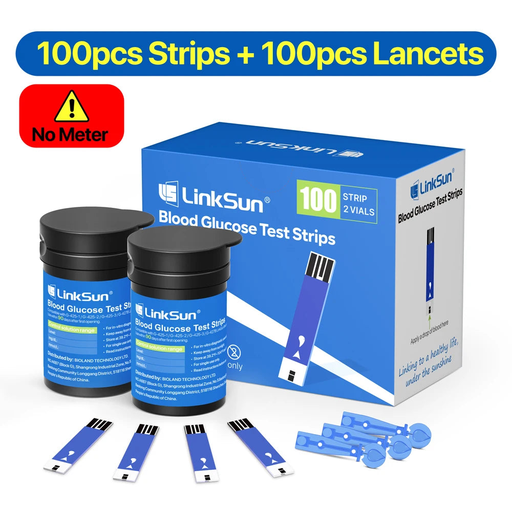 LinkSun G-425-1 Blood Glucose Meter 50/100 pcs Test Strips and Lancets Diabetes Medical  Glucosemeter Testing Blood Sugar Tester