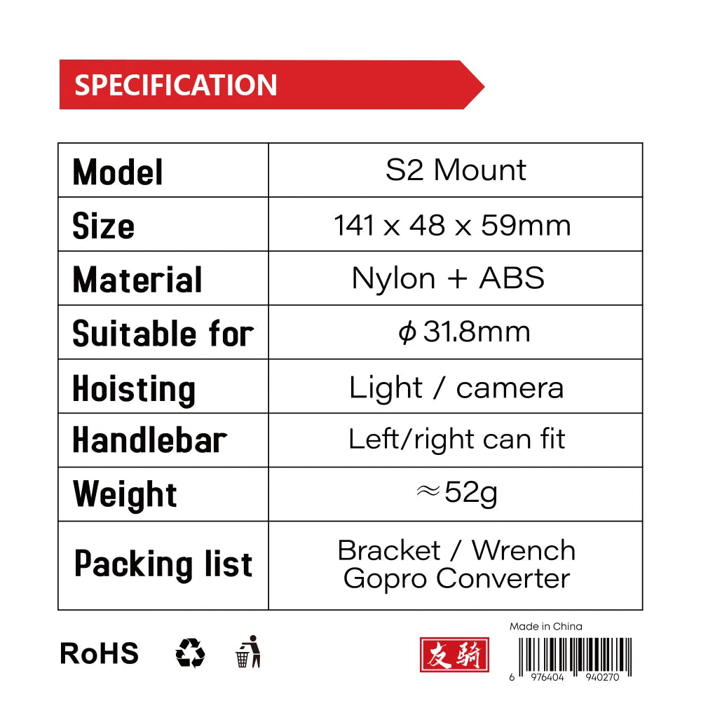 CYCLAMI S2 Bike Computer Mount Mountain Road Bicycle GPS Headlight Holder Bracket Support For GARMIN XOSS IGPSPORT Magene Coospo