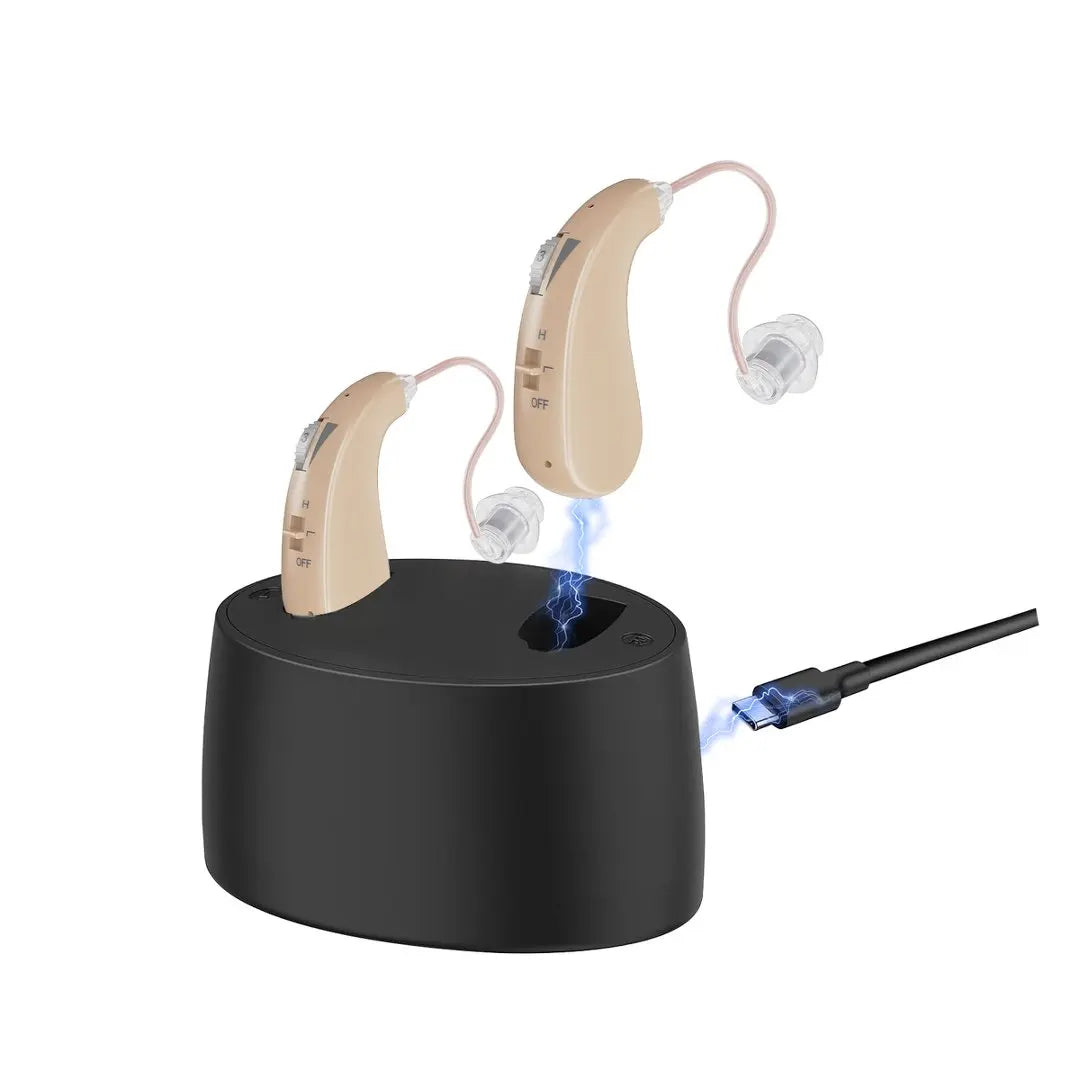 Wireless rechargeable hearing aids for seniors with noise reduction and magnetic charging case, advanced digital hearing aids