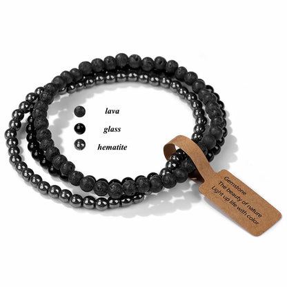 3pcs/Set Natural Stone Beaded Bracelet 4mm Lapis Lazuli Agat Bead Bracelets Couple Yoga Mini Bracelet for Men Women Jewelry Gift