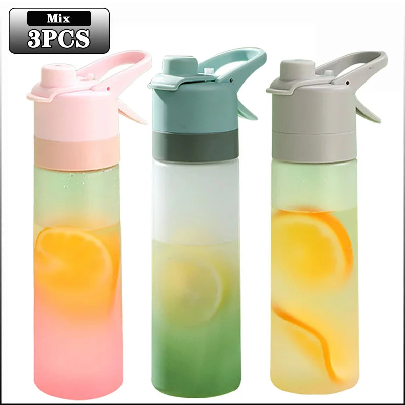 1-4PCS Gradient Spray Portable Sports Water Bottle Mist Spray Bottle for Outdoor Activities Gym Fitness Reusable Leak Proof