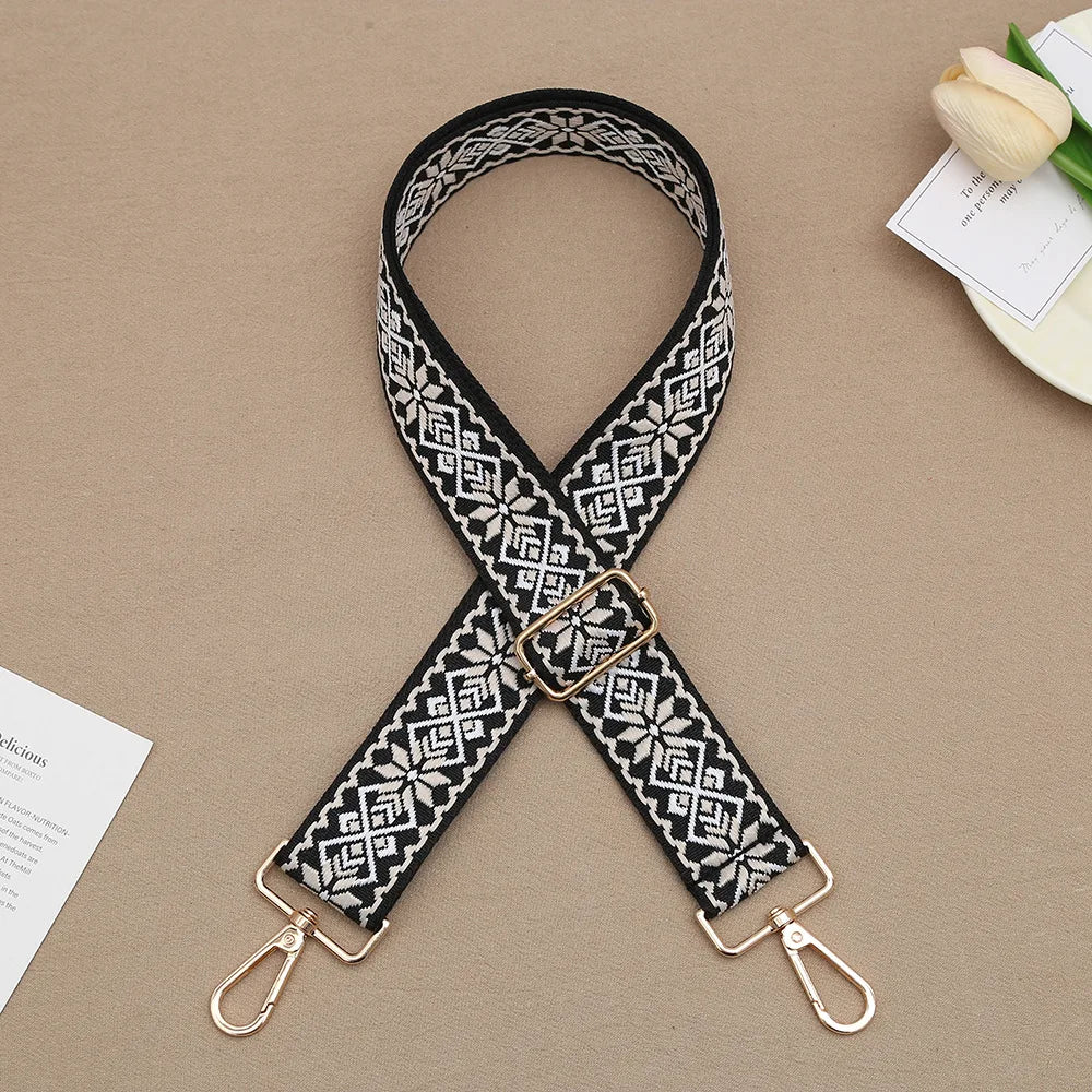 1 Piece 1.50inch Wide Adjustable Handbag Purse Strap Replacement Crossbody Shoulder Strap Geometry Pattern Jacquarded Strap